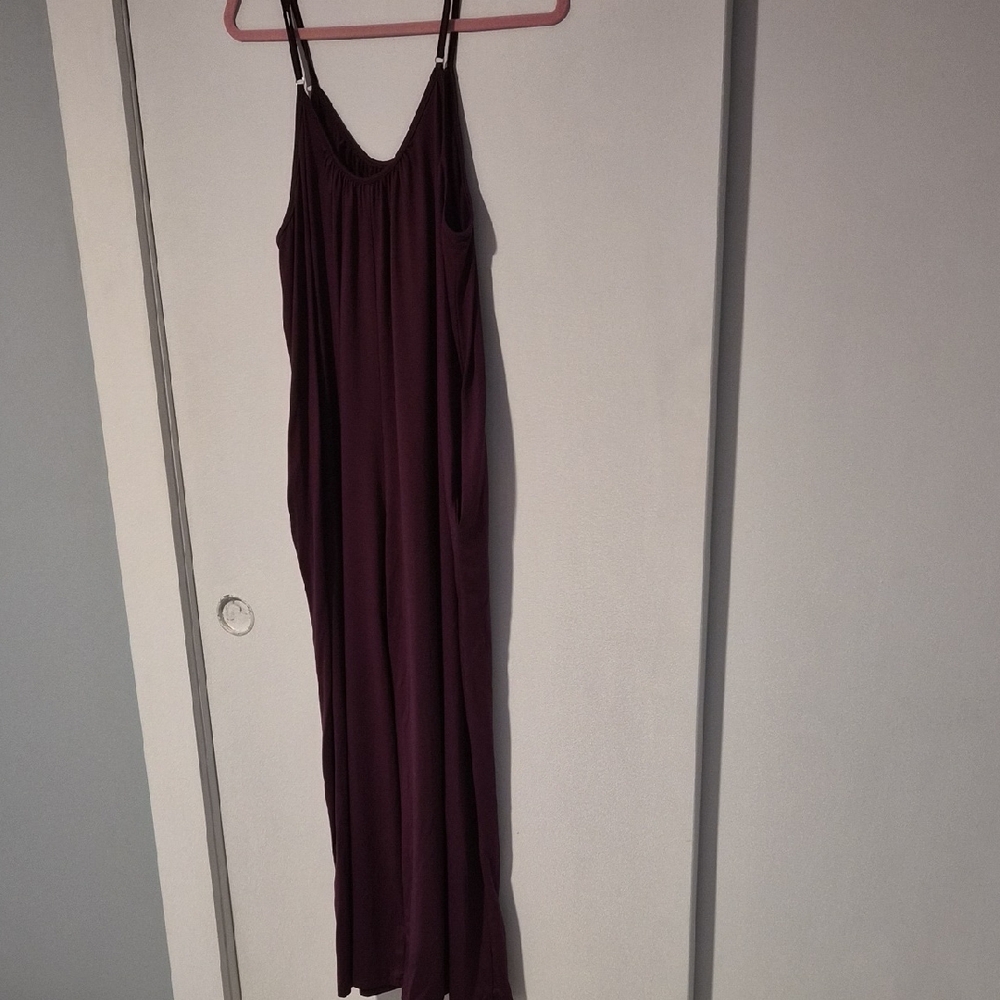 NWOT Deep Plum Spaghetti-Strap Jumpsuit